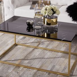 Konferenční stolek s mramorovým efektem zlatý/černý DELANO