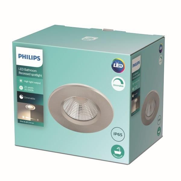 Philips Dive SL261 LED koupelnové zápustné bodové svítidlo 1x5,5W | 380lm | 2700K | IP65 - stmívatelné, ochrana EyeComfort, nikl - Dekolamp s.r.o.