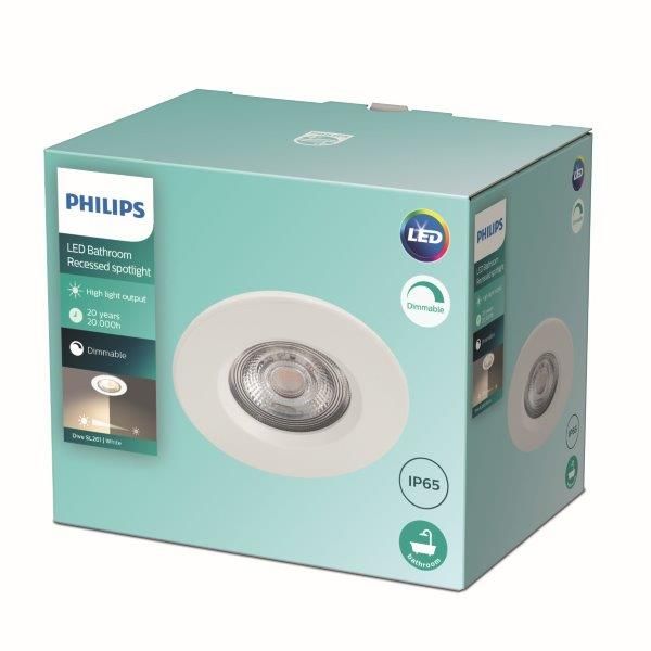 Philips Dive SL261 LED koupelnové zápustné bodové svítidlo 1x5W | 350lm | 2700K | IP65 - stmívatelné, ochrana EyeComfort, bílá - Dekolamp s.r.o.