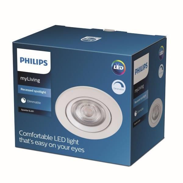 Philips Dive SL261 LED zápustné bodové svítidlo 1x5W | 350lm | 2700K - stmívatelné, ochrana EyeComfort, bílá - Dekolamp s.r.o.