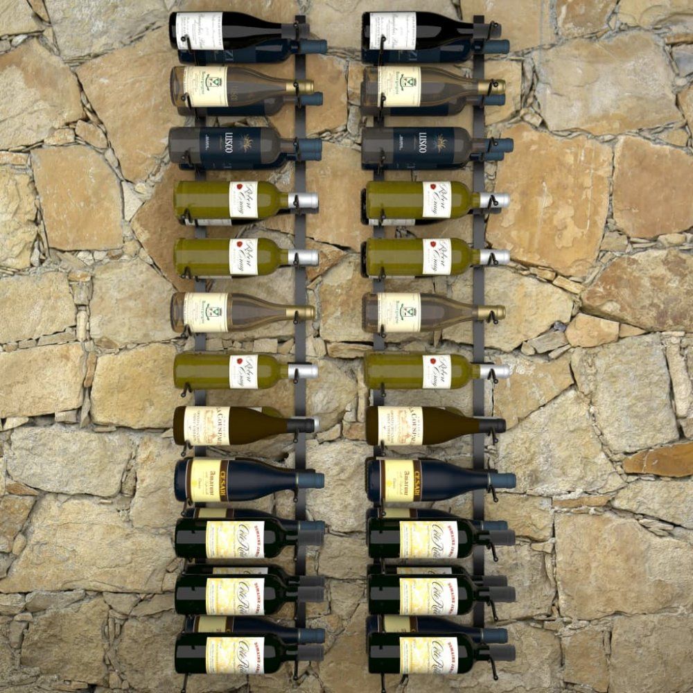 Nástěnný stojan na víno na 48 lahví 2 ks černá Dekorhome - DEKORHOME.CZ