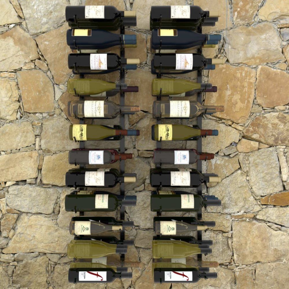 Nástěnný stojan na víno na 72 lahví 2 ks černá Dekorhome - DEKORHOME.CZ