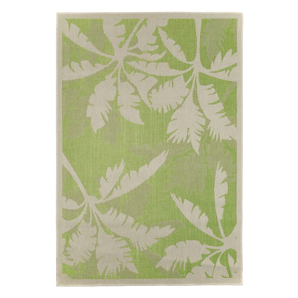 Zeleno-béžový venkovní koberec Floorita Palms, 135 x 190 cm - Bonami.cz