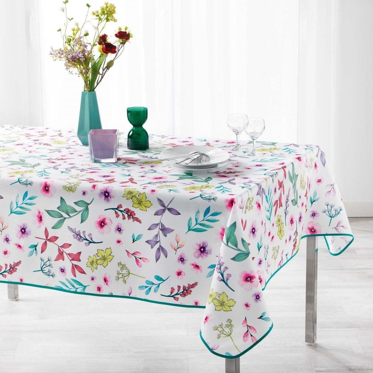Douceur d\'intérieur Ubrus na stůl FRESHY WHITE , 150 x 240 , motiv s květy - EMAKO.CZ s.r.o.