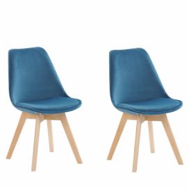 Sada 2 jídelní židlí DAKOTA II sametová modrá