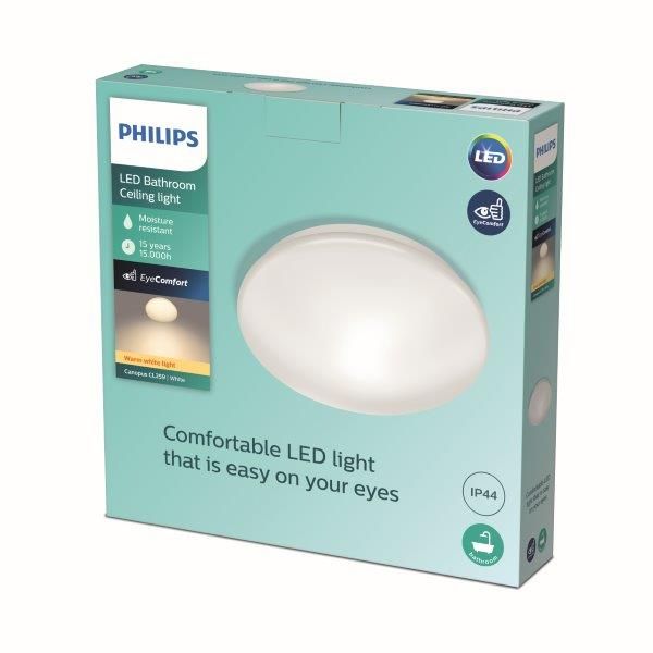 Philips Canopus CL259 LED koupelnové stropní svítidlo 1x17W | 1500lm | 2700K | IP44 - ochrana EyeComfort, bílá - Dekolamp s.r.o.