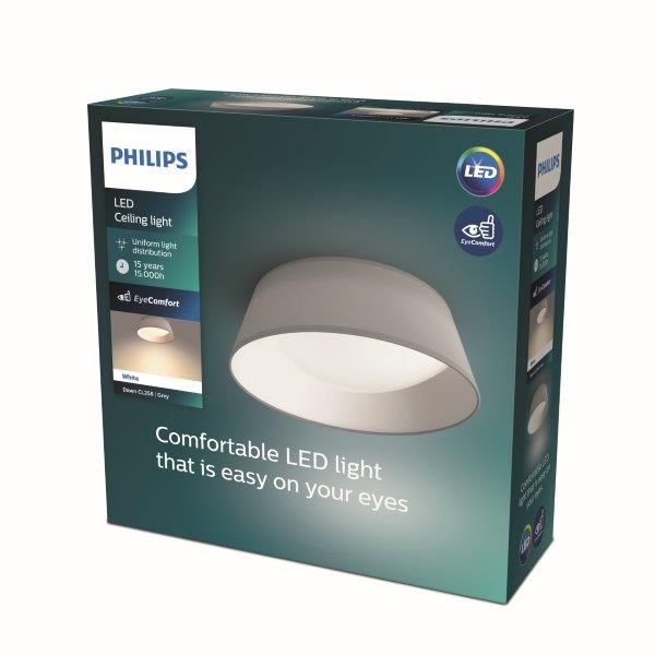 Philips Dawn CL258 LED stropní svítidlo 1x14W | 1100lm | 3000K - ochrana EyeComfort, šedá - Dekolamp s.r.o.