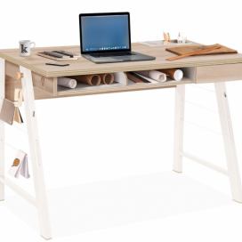 Malý studentský psací stůl Veronica - dub světlý/bílá