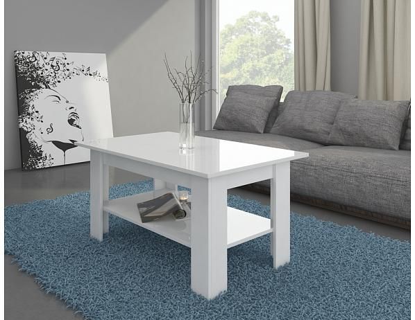 Konferenční stolek Elaiza, bílá / bílý lesk - FORLIVING