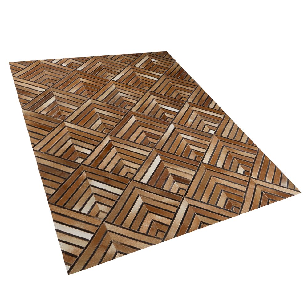 Hnedý kožený koberec 160 x 230 cm TEKIR - Beliani.cz