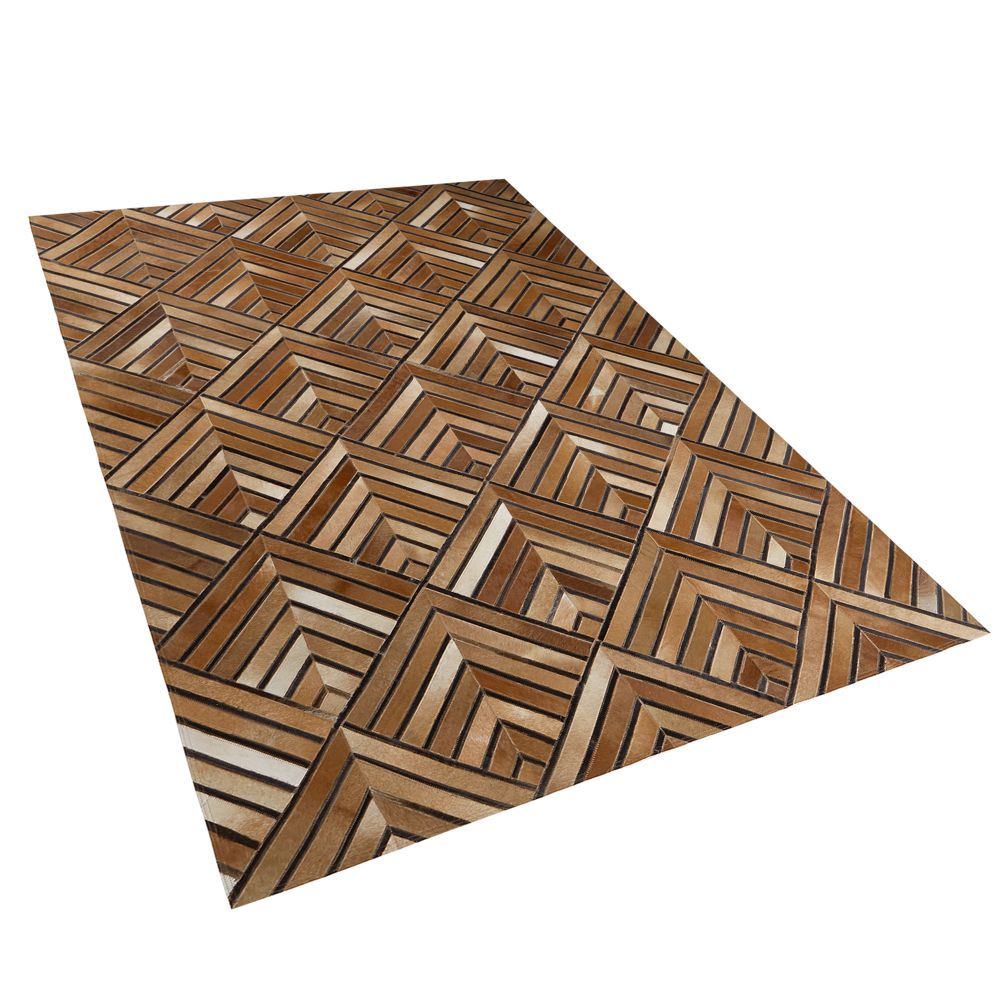 Hnedý kožený koberec 140 x 200 cm TEKIR - Beliani.cz