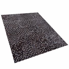 Kožený patchwork koberec 160 x 230 cm hnědý AKKESE Beliani.cz