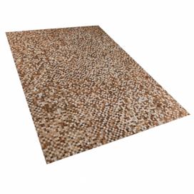 Hnědý kožený patchworkový koberec 140 x 200 cm TORUL Beliani.cz