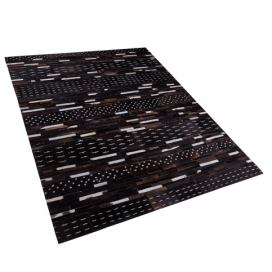 Kožený patchworkový koberec 160 x 230 cm hnědý AKSEKI Beliani.cz