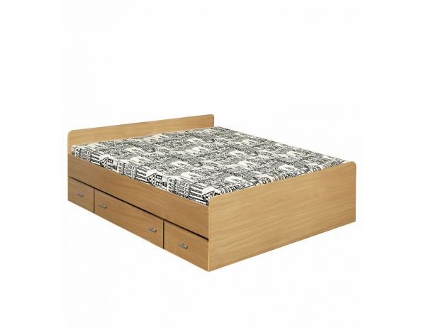Dvoulůžková postel se zásuvkami DUET 140x200 cm, buk - FORLIVING