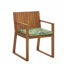 Zahradní židle ze světle hnědého dřeva s polštářem s listovým vzorem SASSARI