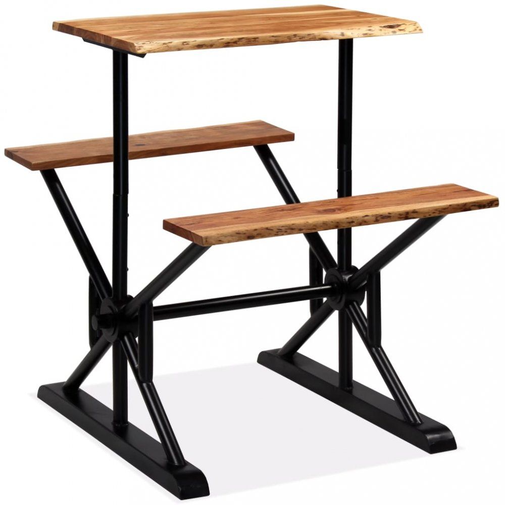 Barový stůl s lavicemi černá / hnědá Dekorhome 80 cm - DEKORHOME.CZ