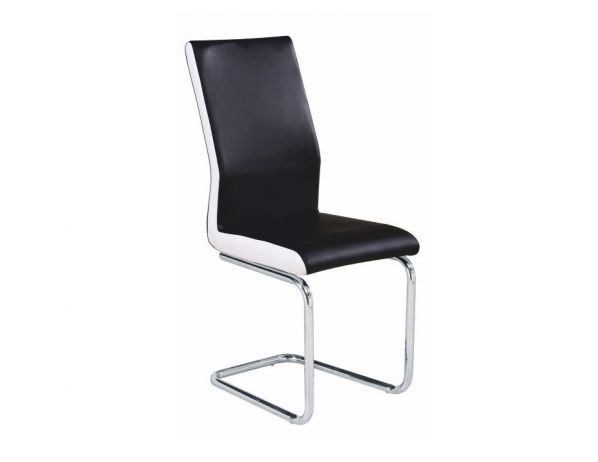 Jídelní židle NEANA, ekokůže černá / bílá + chrom - FORLIVING
