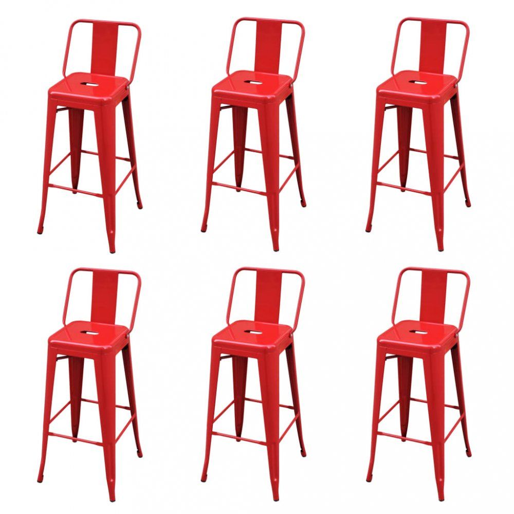 Barová židle 6ks ocel Dekorhome Červená - DEKORHOME.CZ