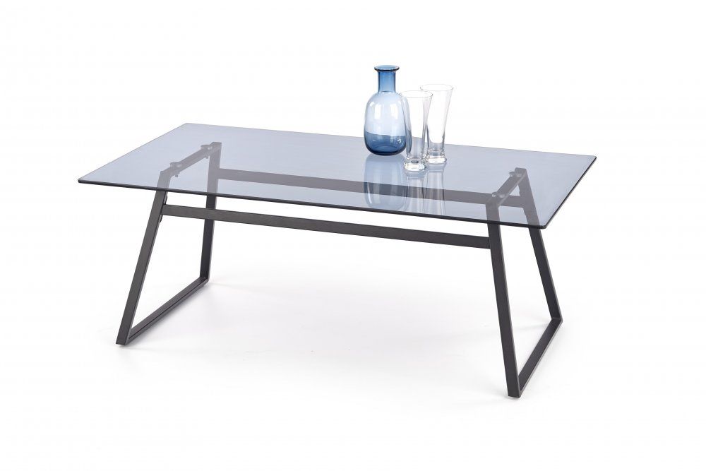 Konferenční stolek MORELATO, 110x43x60, kouřové sklo/černá - Expedo s.r.o.