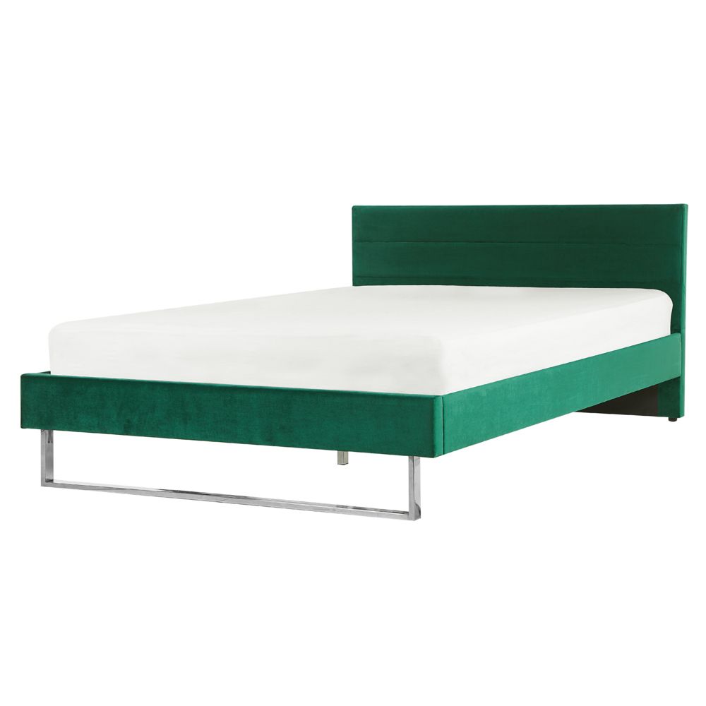 Sametová, zelená postel 160 x 200 cm BELLOU - Beliani.cz