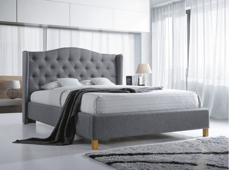 Čalouněná postel ASPEN 140 x 200 cm šedá Matrace: Bez matrace - Výprodej Povlečení