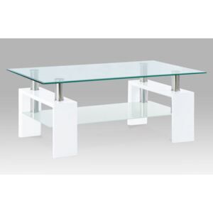 Konferenční stolek skleněný v kombinaci bílý lesk a sklo AF-1024 WT - Favi.cz
