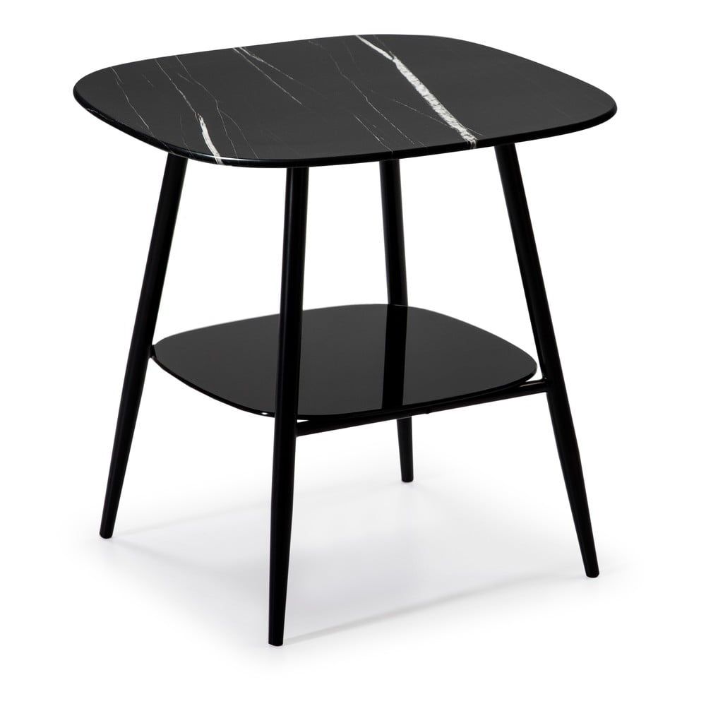 Černý skleněný odkládací stolek Marckeric Alina 55 x 55 cm - Bonami.cz