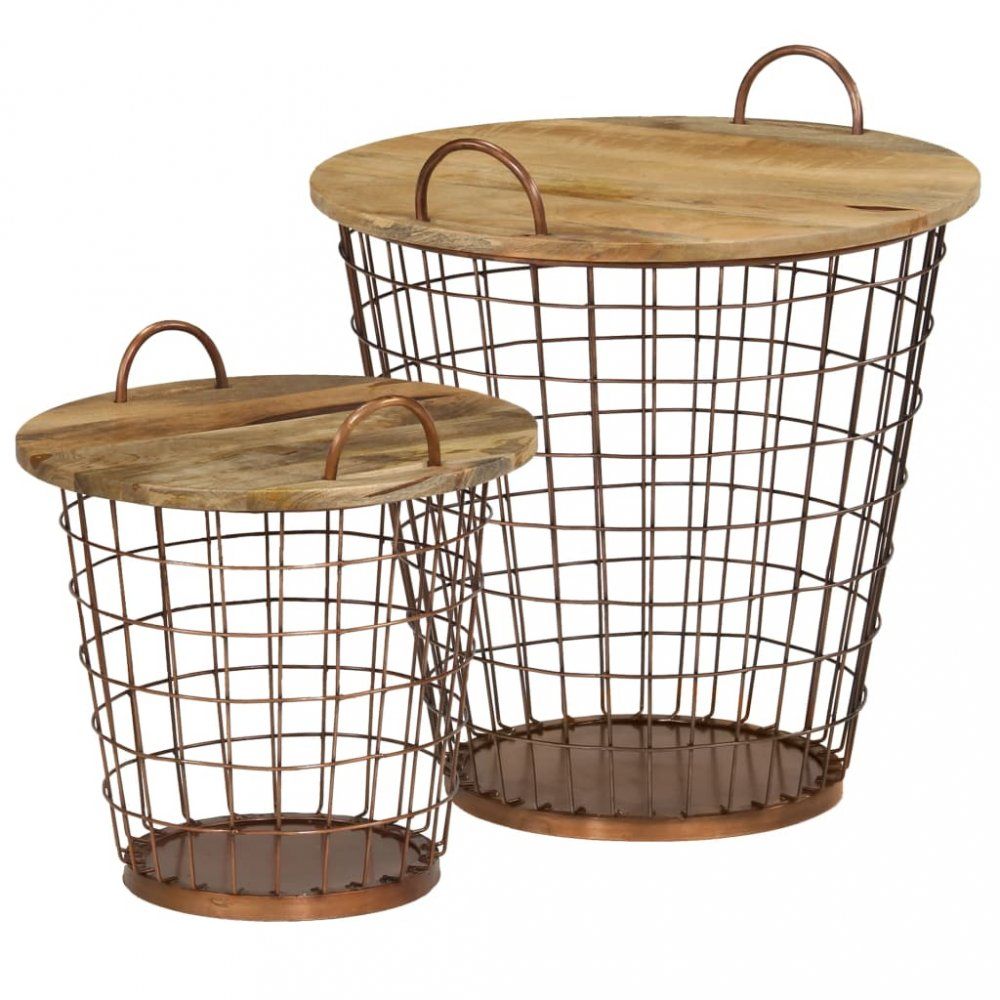 Odkládací stolek 2ks mangovníkové dřevo / ocel Dekorhome - DEKORHOME.CZ
