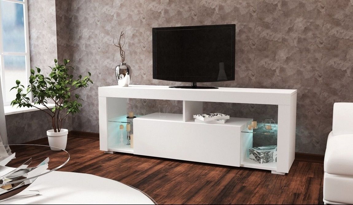 Casarredo Televizní stolek VEGAS bílá/bílý lesk - ATAN Nábytek