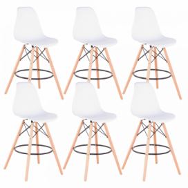 Tempo Kondela Set šesti barových židlí CARBRY 2 NEW - bílá/buk