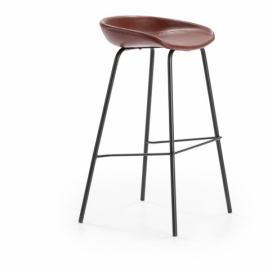 Marckeric Kožená barová židle Eddie, vínová/černá, 84 cm