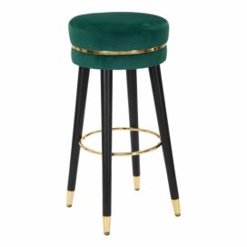 Sametová barová stolička Mauro Ferretti Faria 35x74 cm, tmavě zelená/zlatá