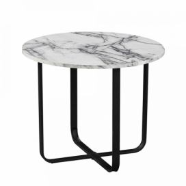 Tempo Kondela Konferenční stolek SALINO - bílý mramor/černý kov