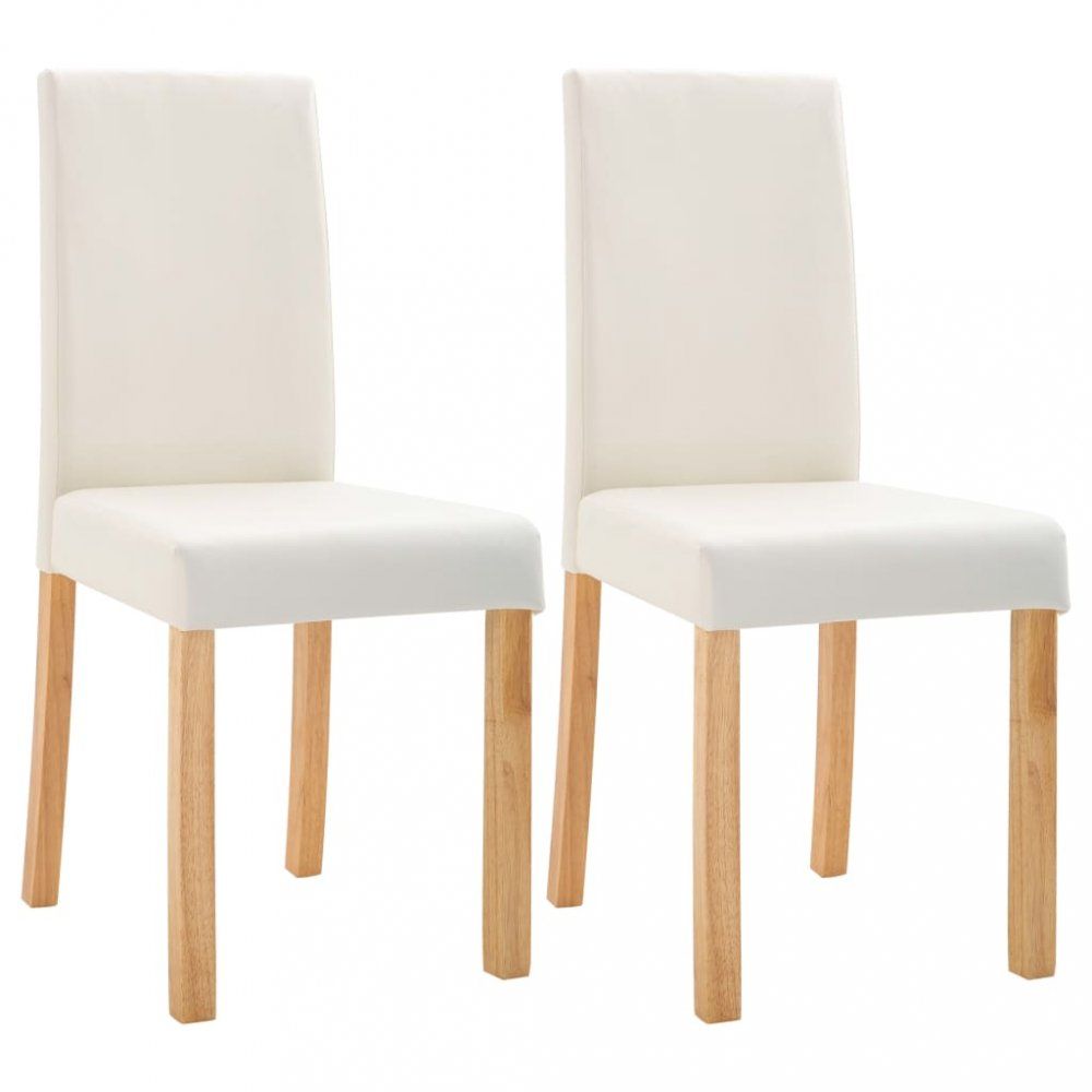 Jídelní židle 2 ks umělá kůže / dřevo Dekorhome Krémová - DEKORHOME.CZ