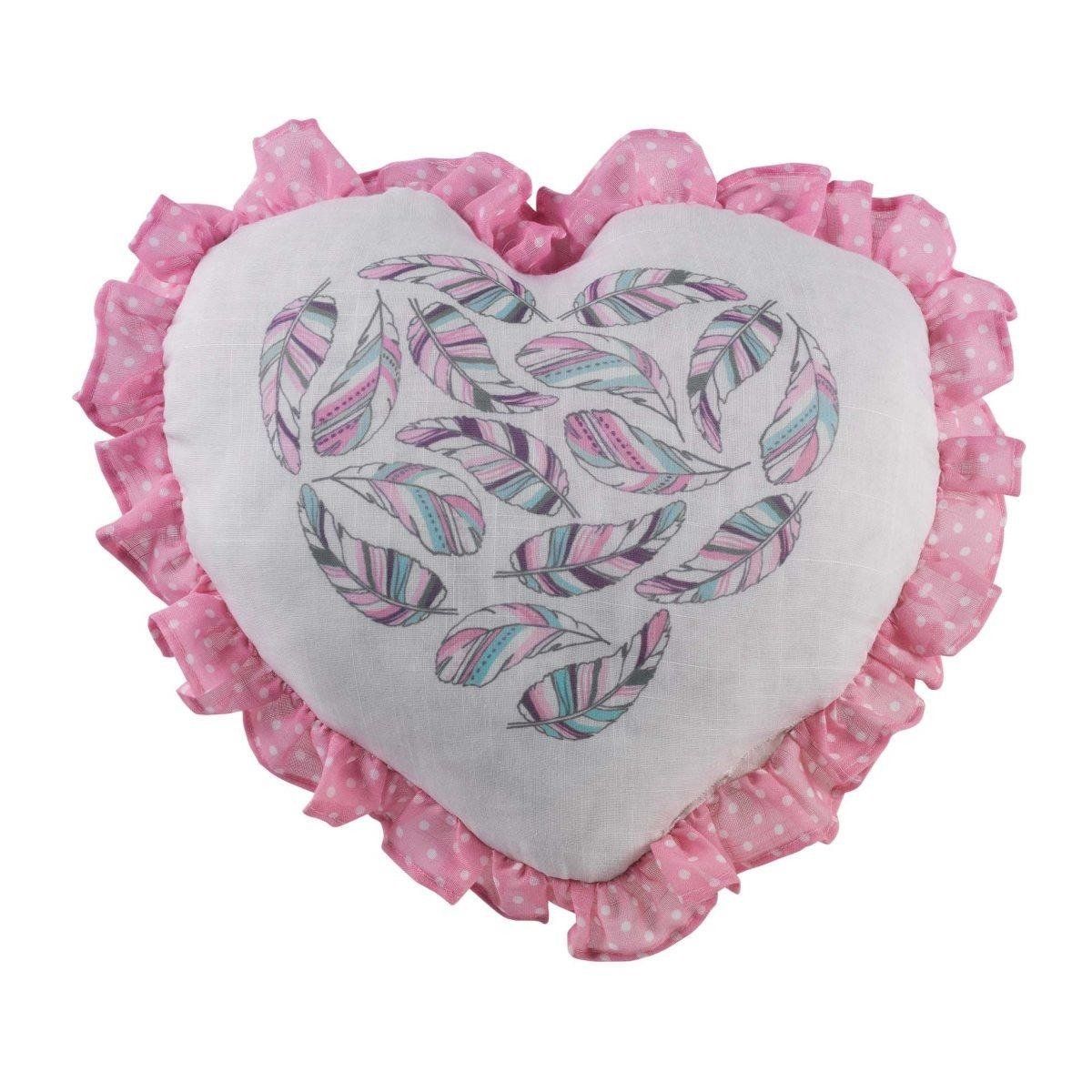 Douceur d\'intérieur Dekorativní polštář ve tvaru srdce, růžovo-bílý , 40 x 40 cm - EMAKO.CZ s.r.o.