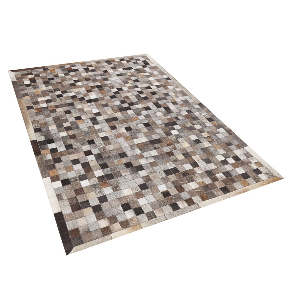 Kožený patchworkový koberec 140 x 200 cm vícebarevný ARMUTLU - Beliani.cz
