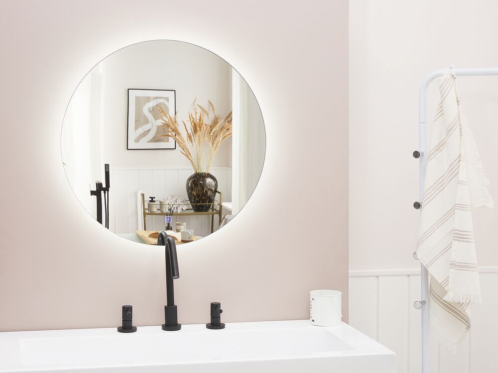 Koupelnové zrcadlo s LED osvětlením kulaté ø 60 cm CALLAC - Beliani.cz