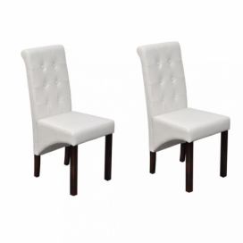 Jídelní židle 2 ks umělá kůže / dřevo Dekorhome Bílá