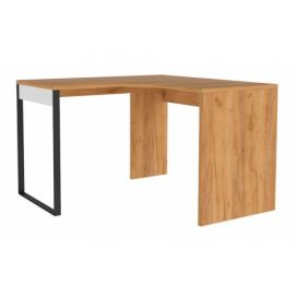 Rohový psací stůl Trendy - dub zlatý/bílá