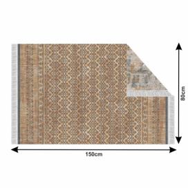 Oboustranný koberec s třásněmi MADALA vzor / hnědá Tempo Kondela 80x150 cm