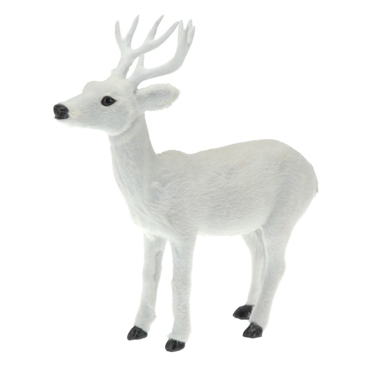 Plastová dekorace s imitací srsti Bílý jelen, 26,5 cm - EDAXO.CZ s.r.o.