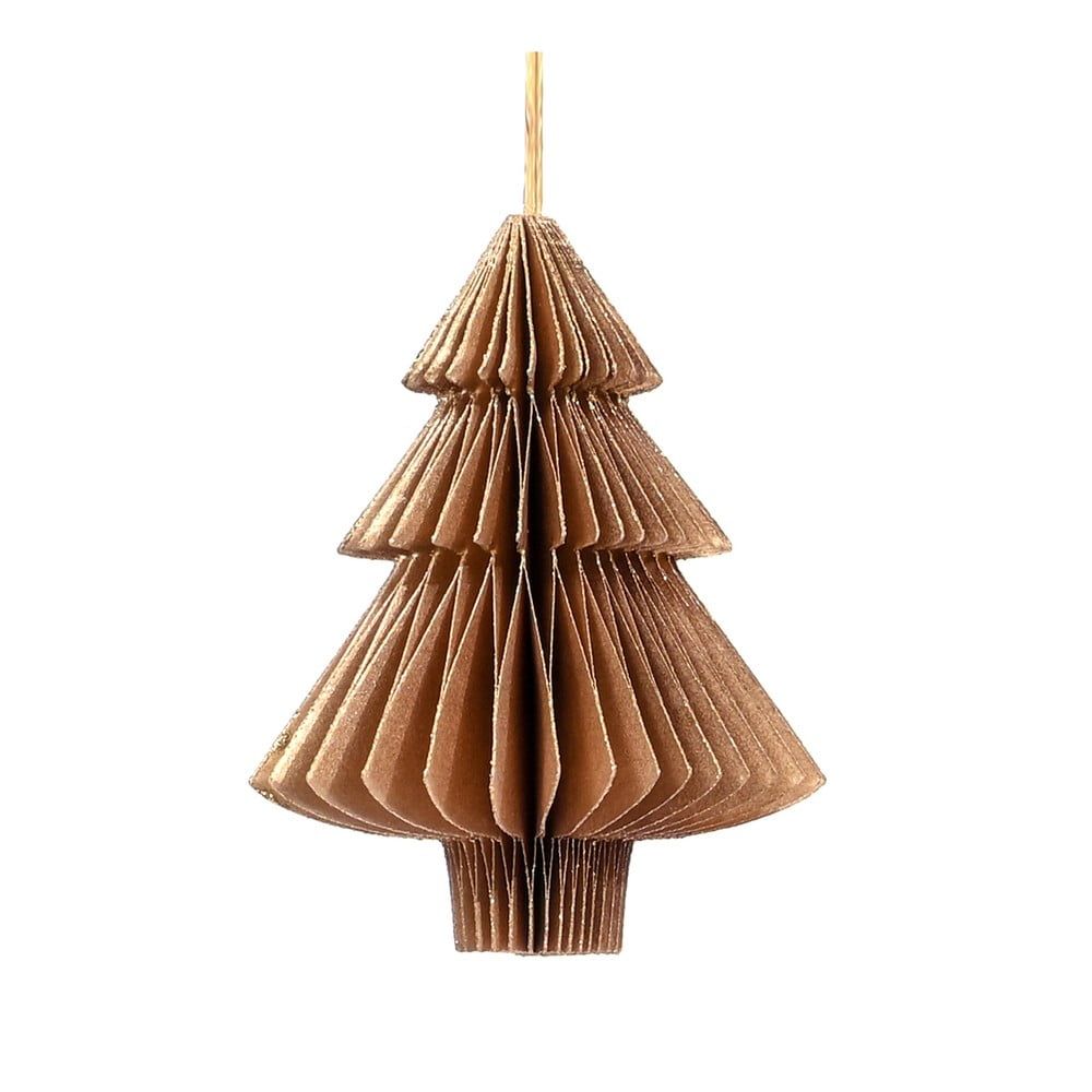 Zlatavě hnědá papírová vánoční ozdoba ve tvaru stromu Only Natural, délka 10 cm - Bonami.cz