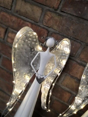 Bílý anděl se stříbrnými křídly  50cm - DS - M-byt