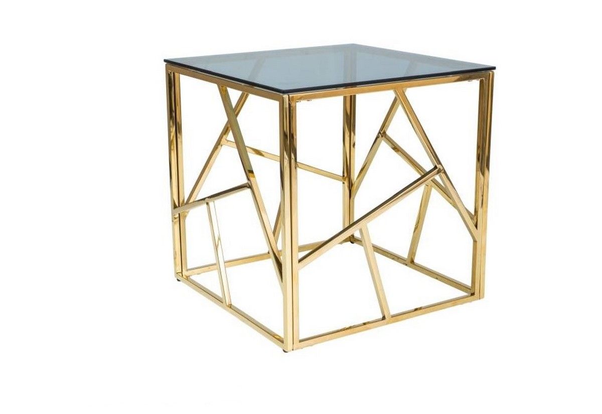 Konferenční stolek KAPPA 2, 55x55x55, sklo/zlatá - Expedo s.r.o.