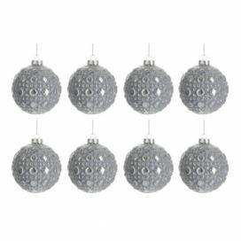 Sada 8 vintage šedých vánočních koulí s patinou - Ø 7,8*8,2 cm J-Line by Jolipa