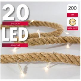 HIT Vánoční světelný řetěz s časovačem 20 LED přírodní lano 200cm