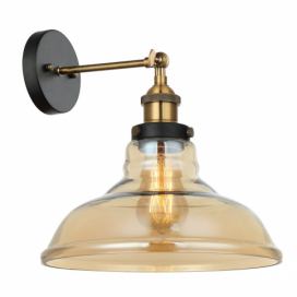 Italux MBM-2381/1 GD+AMB nástěnná lampa Hubert 1x40W | E27 - černá, zlatá, jantarové sklo