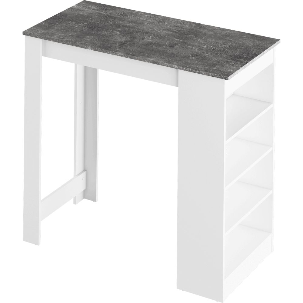 Barový stůl s regálem AUSTEN Tempo Kondela Bílá / beton - DEKORHOME.CZ