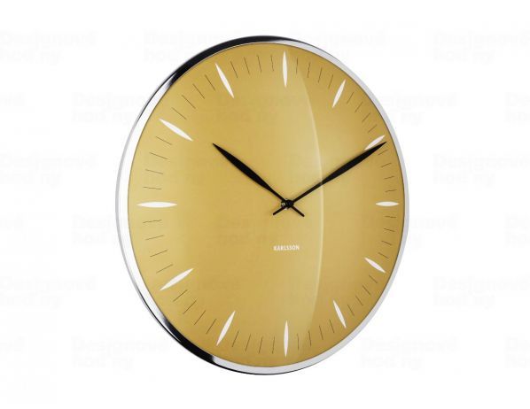 Hořčicově žluté skleněné nástěnné hodiny Karlsson Leaf, ø 40 cm - Bonami.cz